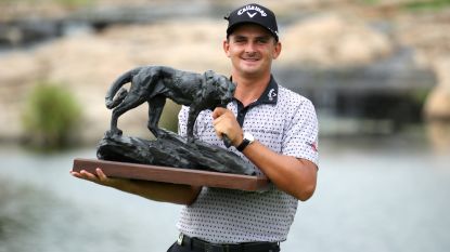 Christiaan Bezuidenhout with the trophy after winning the 2020 Alfred Dunhill Championship
